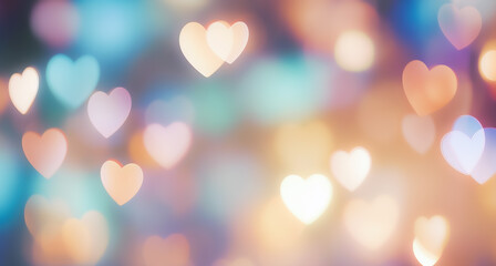 heart bokeh blurred background for valentine day banner - obrazy, fototapety, plakaty