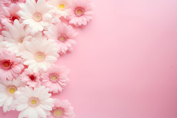 Fototapeta na wymiar Tranquil Flower Arrangement on Pink