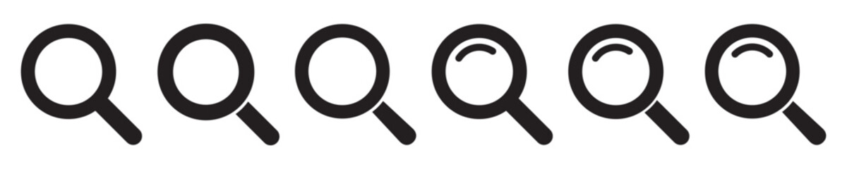 Magnifying glass icon, vector magnifier or loupe sign. Search icon.