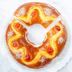 Corona de la Almudena, a typical dessert of Madrid on the 9th of November, which celebrates the...