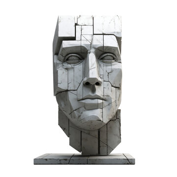 big face statue, isolated. Generative Ai.