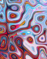 Abstract liquid space pattern art with circles and waves