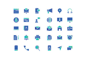 A Dynamic Collection of Customer Care Icons, Containing customer satisfied, assistance, experience, feedback, operator and technical support icons. blue icon collection. Vector illustration EPS10.
