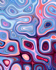 Abstract liquid space pattern art with circles and waves