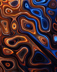 Abstract liquid space pattern art with circles and waves