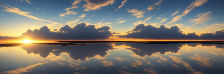 The sky reflected in the water.