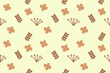 Seamless pattern, simple flower, brown color.