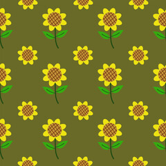sun flowers vector, for wrapping, textile, pajamas, bed cover.