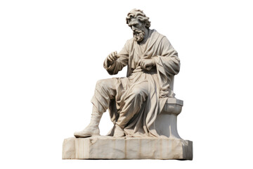 marble statue of philosopher, isolated on transparent background