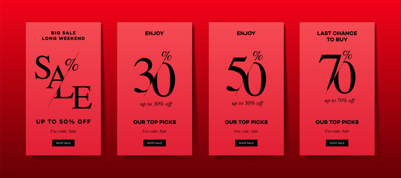 Black Friday sale for social media. Red homescreen wallpapers for stories and post, mobile app, banners, cards. Stories template