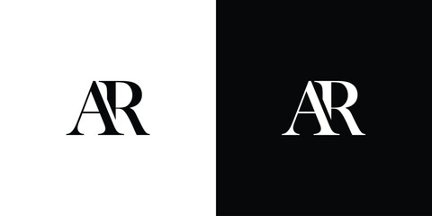 Abstract AR letter design logo logotype icon concept with a serif font and classic elegant style look vector illustration.