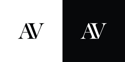 Abstract AV letter design logo logotype icon concept with a serif font and classic elegant style look vector illustration. - obrazy, fototapety, plakaty