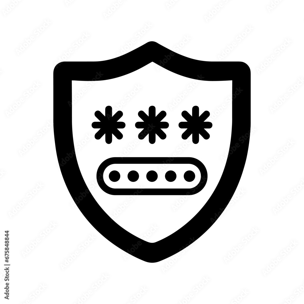 Poster password protection shield icon. image of a shield with a password.