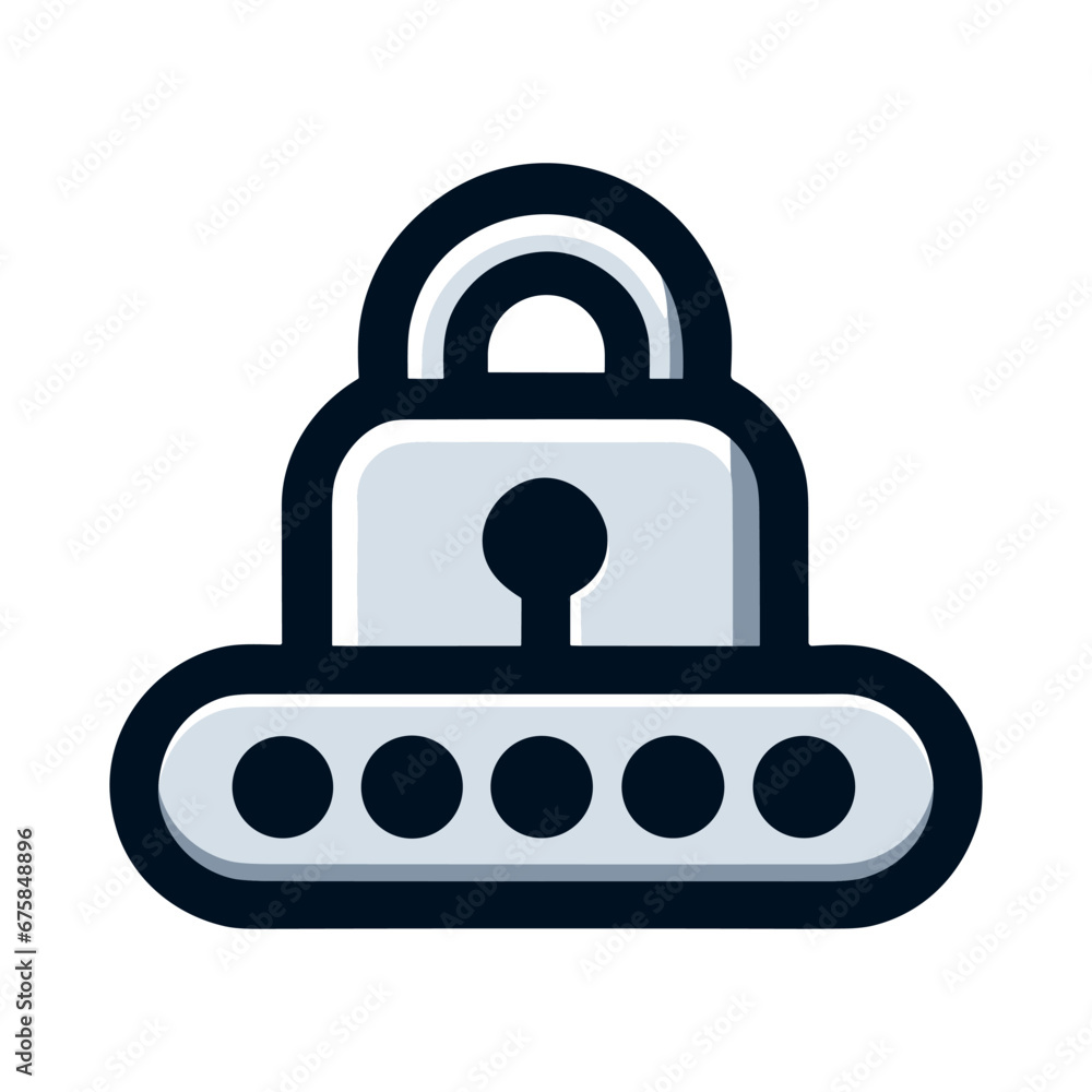 Poster combination lock icon. conceptual image of a padlock with a dial on the front.