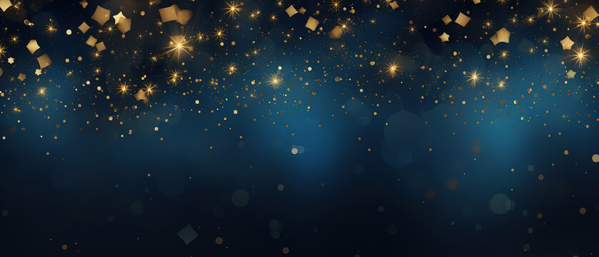 Abstract background with star Dark blue and gold particle