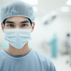 Fototapeta na wymiar portrait of a surgeon in a hospital on white