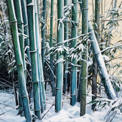  green bamboo serenely standing before
