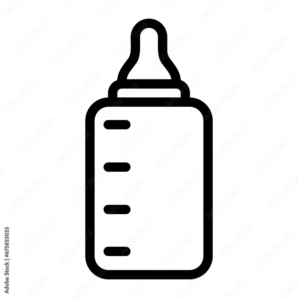 Sticker baby bottle line icon