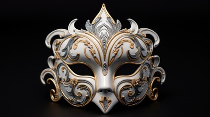 elegance gold and white venetian carnival mask,closeup 