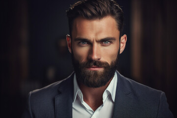 Generative AI handsome successful nice man created with modern technology - obrazy, fototapety, plakaty