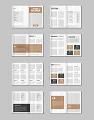 Fototapeta na wymiar Company profile, multipage flyer brochure, 16 pages portfolio magazine, annual report, catalog and a4 multipage template design