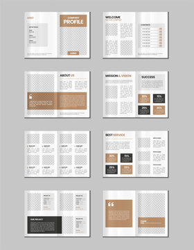 Company profile, multipage flyer brochure, 16 pages portfolio magazine, annual report, catalog and a4 multipage template design