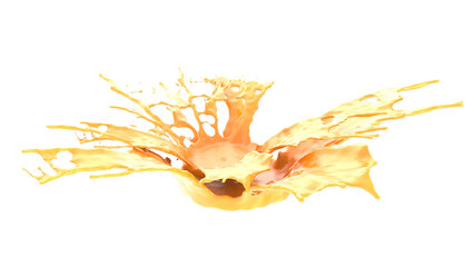 orange juice splash 3d render illustration liquids wave 