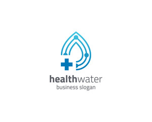 Creative water drop connection with cross health logo