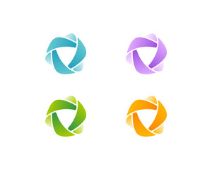 Set of creative triangle with negative shield logo