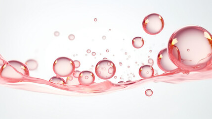 Air bubbles for cosmetics product on white background. Serum oil drops in water. Generation AI