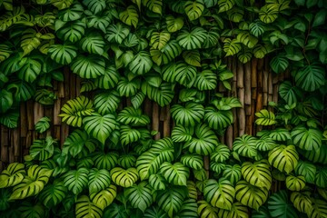 Fototapeta na wymiar Wood texture backdrop with vines of plants around, background, nature, plant, foliage, gardening, leaf, leaves 