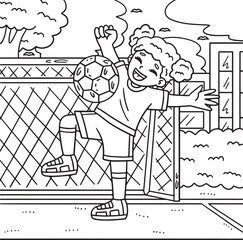 Girl Bouncing Soccer Ball Off Chest Coloring Page