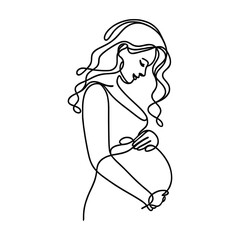 pregnant woman drawn in one line style. Vector illustration