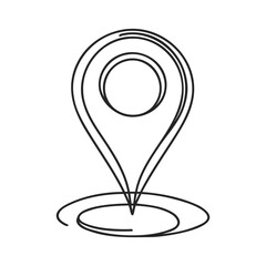 Location sign drawn in one line style isolated. Vector illustration