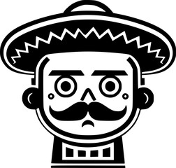 Mexican - Black and White Isolated Icon - Vector illustration