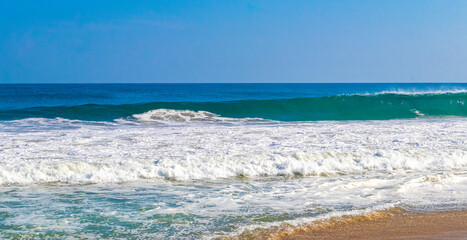 Extremely huge big surfer waves at beach Puerto Escondido Mexico.