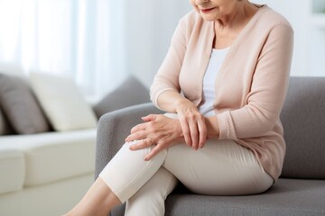 Obraz na płótnie Canvas Old woman having knee pain