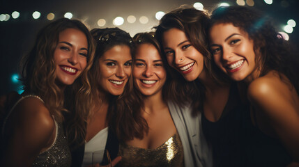 Young and beautiful group of friends holding sparkles and  enjoying at New Year's party