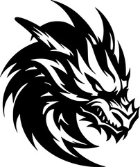 Obraz premium Dragon - Black and White Isolated Icon - Vector illustration