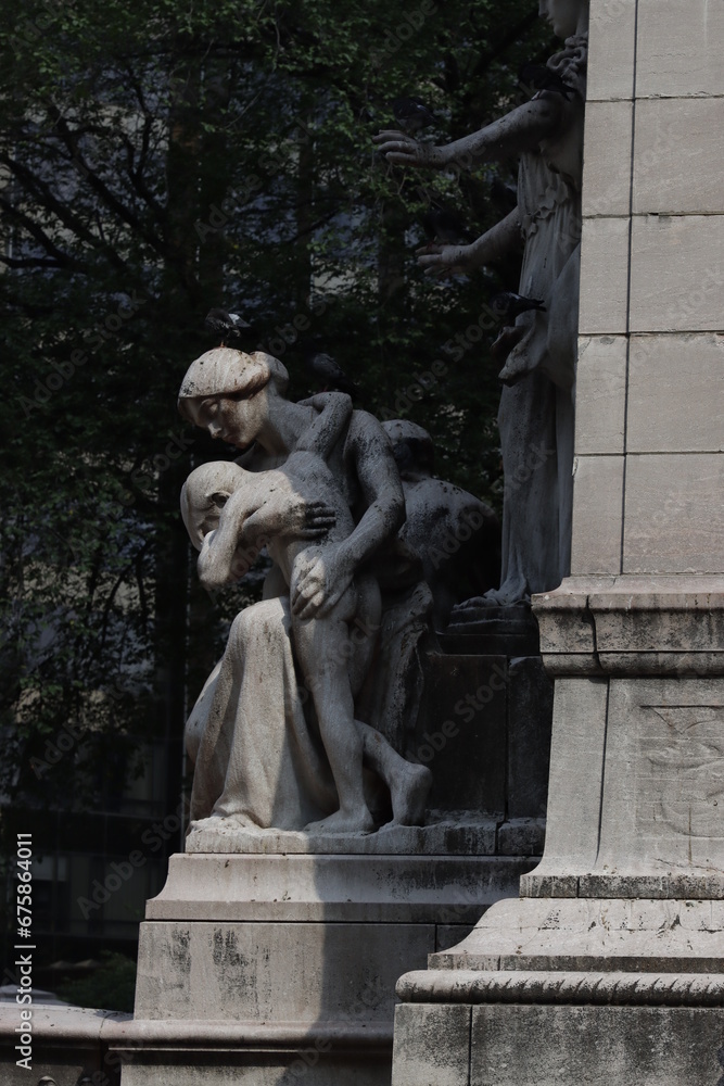 Wall mural statue in a park of new york city