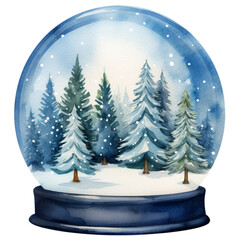 Christmas snow globe watercolor