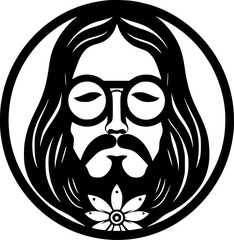 Fototapeta premium Hippy | Black and White Vector illustration