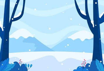 Natural winter landscape background