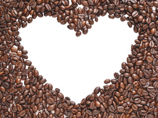 Heart-shaped coffee beans background