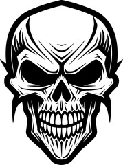 Fototapeta premium Skull - Black and White Isolated Icon - Vector illustration