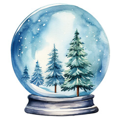 Christmas snow globe watercolor