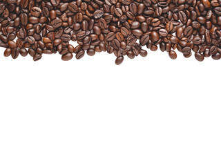 White background with coffee beans on top