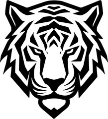 Tiger - Black and White Isolated Icon - Vector illustration