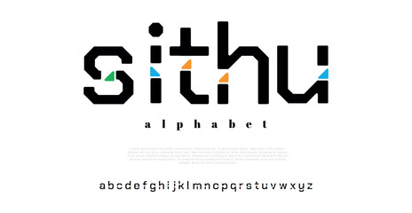 SITHU Abstract minimal modern alphabet fonts. Typography technology vector illustration