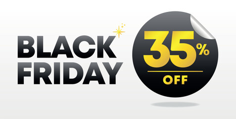 35% off. Black Friday advertising, shopping event, sales, commercial, e-commerce. Promotion, offers. Coupon, tag, ad. Price discount. Celebration, holiday. web banner